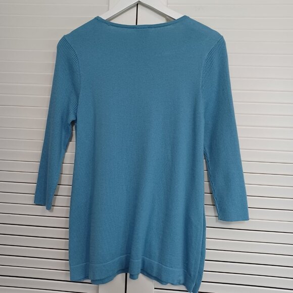 Chicos Sweater Vast Skies Pocket Detail Blue Pullover Womens Small NEW - Picture 7 of 8